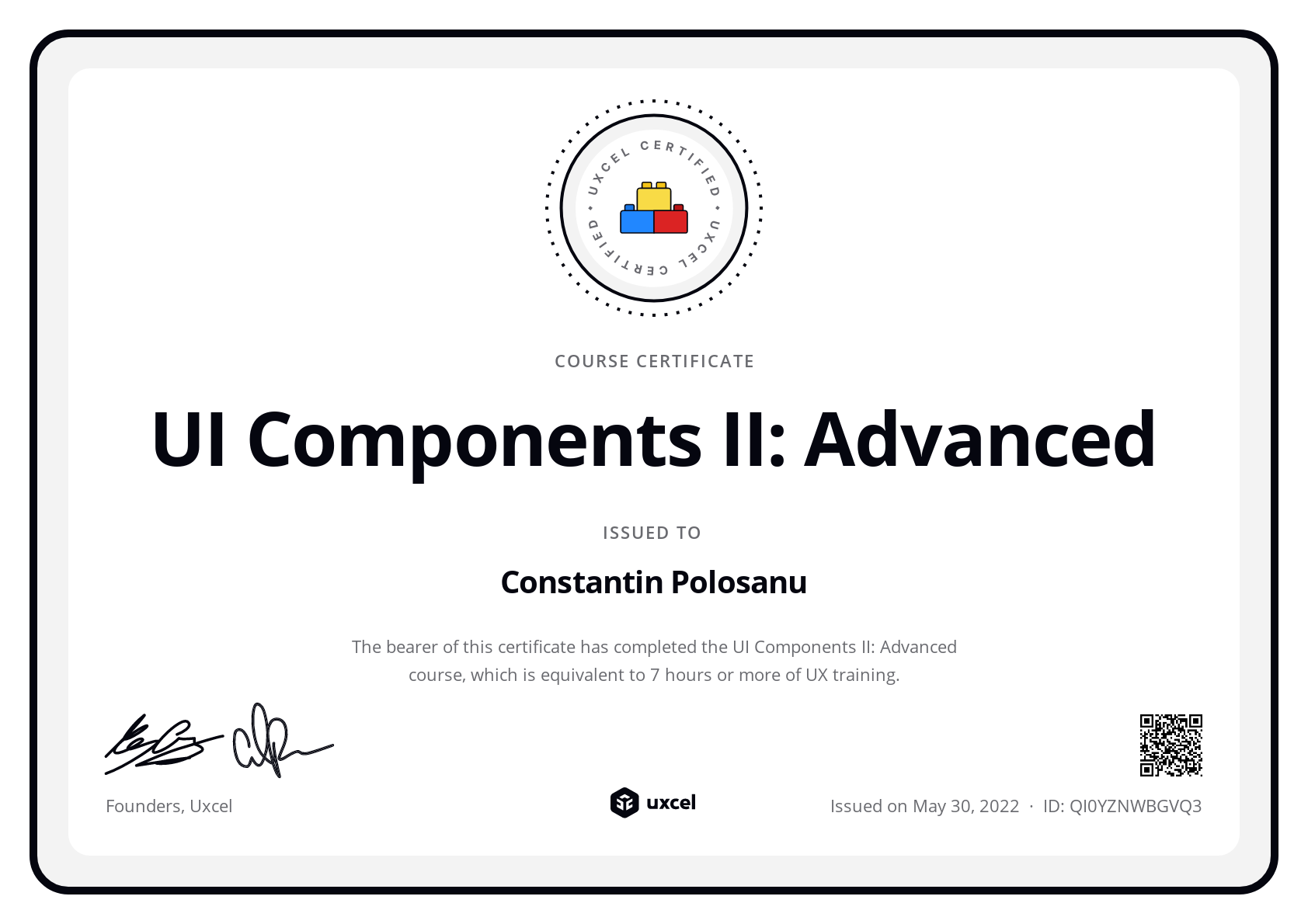 Constantin Polosanu's certificate
